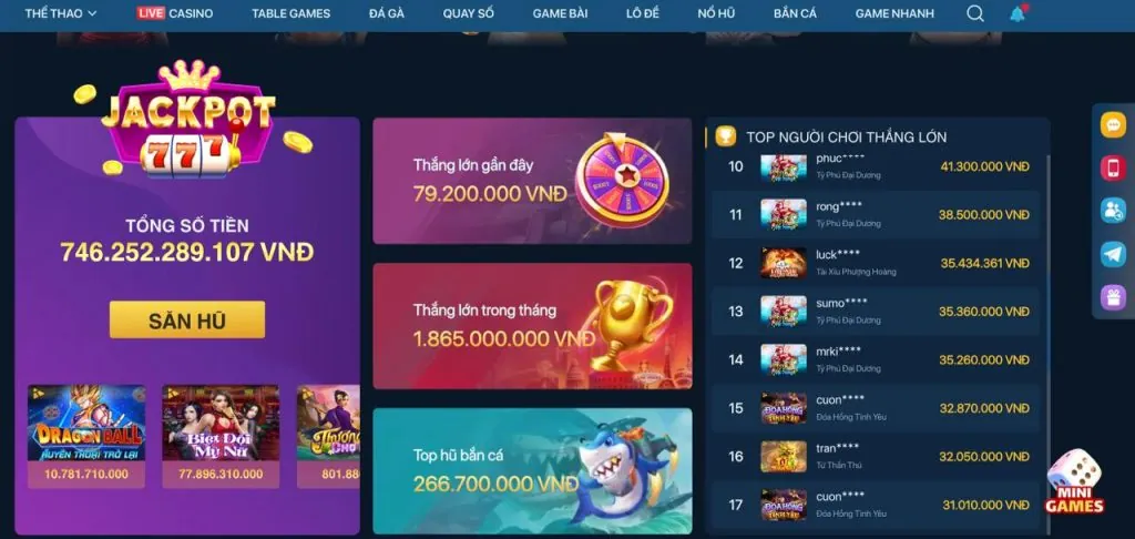 Các loại game nổ hũ tại at99